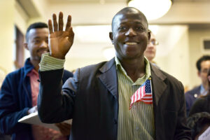 A man at his citizenship ceremony