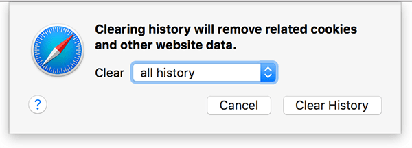 Safari clear all history