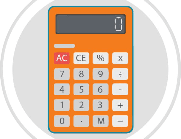 Illustration of a simple orange digital calculator