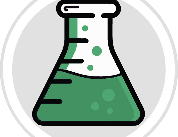 Illustration of a chemistry flask with green bubbling liquid
